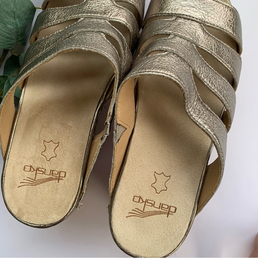 Dansko Lyndi Leather Slip On Sandal in Platino Metallic - Picture 7 of 12